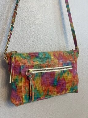 Marmi Colorful “Fiesta” Leather Shoulder Crossbody Bag with Gold Accents